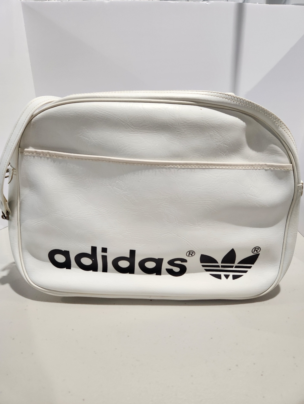 Vintage Adidas Originals Airliner Messenger Bag White Gym Travel Trefoil Logo